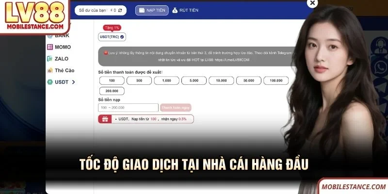 Tốc độ giao dịch tại nhà cái LV88 hàng đầu 